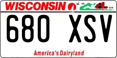 WI license plate 680XSV