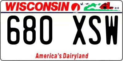 WI license plate 680XSW