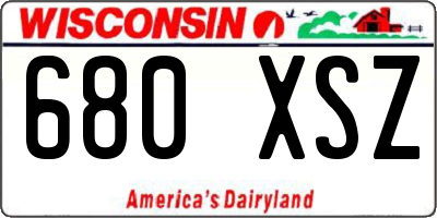 WI license plate 680XSZ
