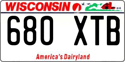 WI license plate 680XTB