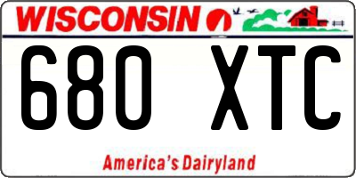 WI license plate 680XTC