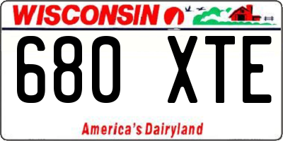 WI license plate 680XTE