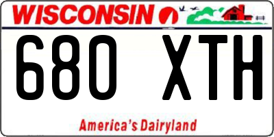 WI license plate 680XTH