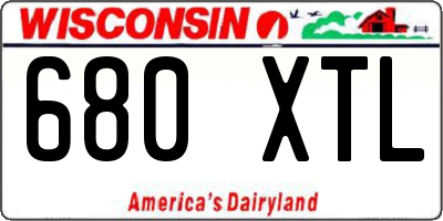 WI license plate 680XTL