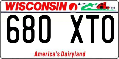 WI license plate 680XTO