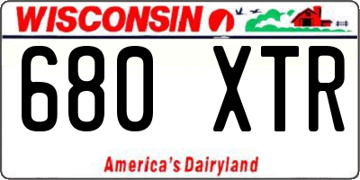 WI license plate 680XTR