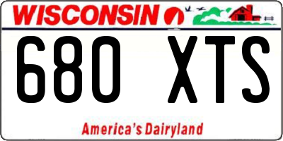 WI license plate 680XTS