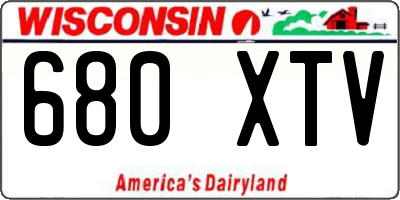 WI license plate 680XTV