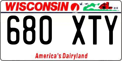 WI license plate 680XTY