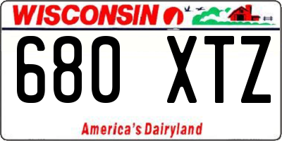 WI license plate 680XTZ