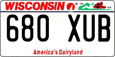 WI license plate 680XUB
