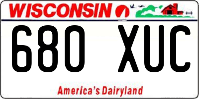 WI license plate 680XUC