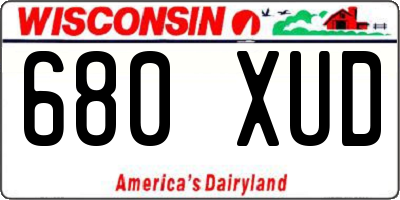 WI license plate 680XUD
