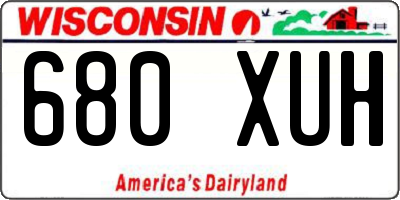 WI license plate 680XUH