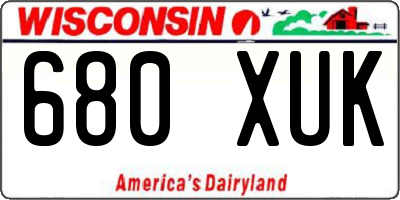 WI license plate 680XUK