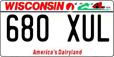 WI license plate 680XUL