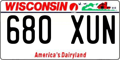 WI license plate 680XUN