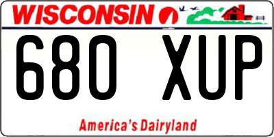 WI license plate 680XUP