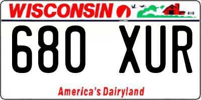 WI license plate 680XUR