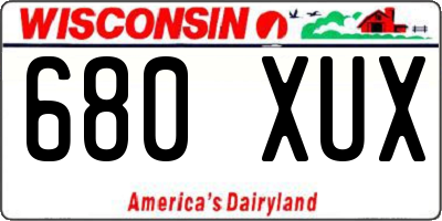 WI license plate 680XUX