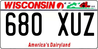 WI license plate 680XUZ