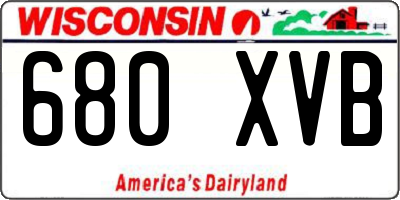 WI license plate 680XVB