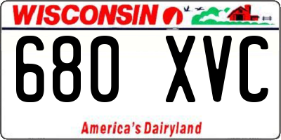 WI license plate 680XVC