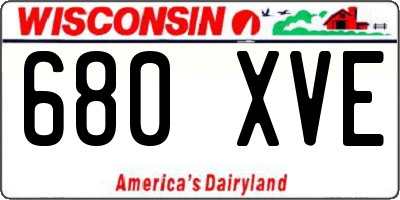 WI license plate 680XVE