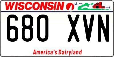 WI license plate 680XVN