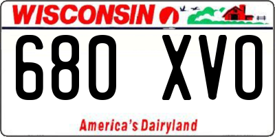 WI license plate 680XVO