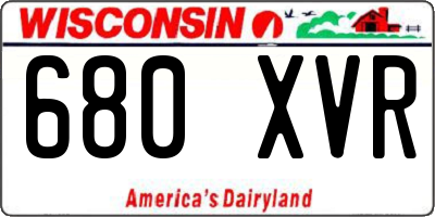 WI license plate 680XVR