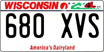WI license plate 680XVS