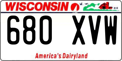 WI license plate 680XVW