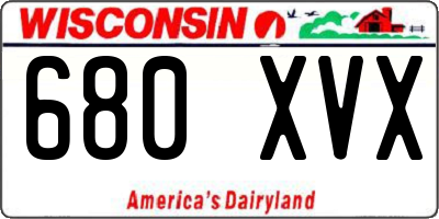 WI license plate 680XVX