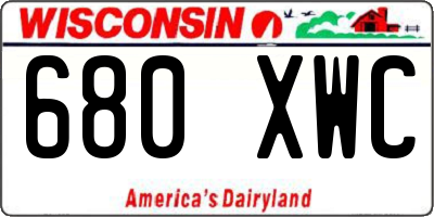 WI license plate 680XWC