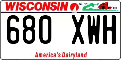WI license plate 680XWH