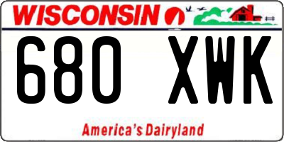 WI license plate 680XWK