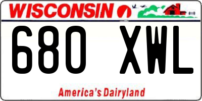 WI license plate 680XWL