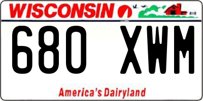 WI license plate 680XWM