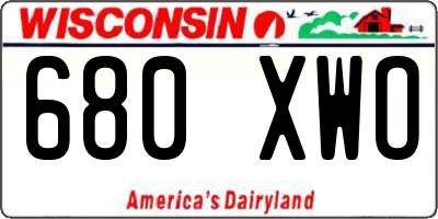 WI license plate 680XWO