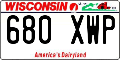 WI license plate 680XWP