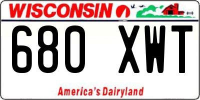 WI license plate 680XWT