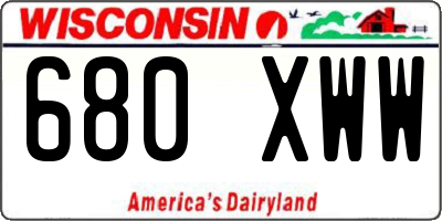 WI license plate 680XWW