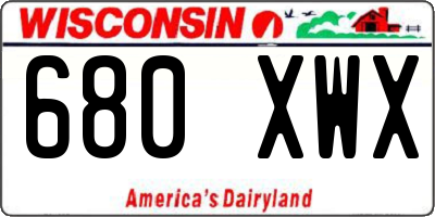 WI license plate 680XWX