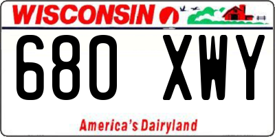 WI license plate 680XWY