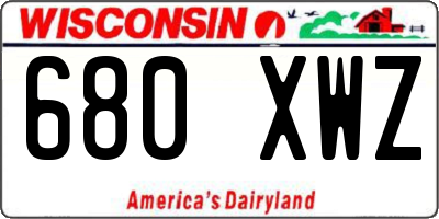 WI license plate 680XWZ