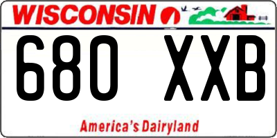 WI license plate 680XXB