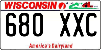 WI license plate 680XXC