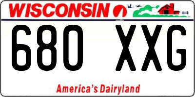 WI license plate 680XXG