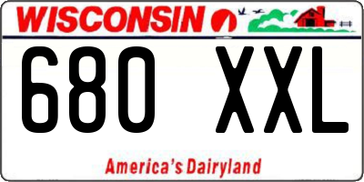 WI license plate 680XXL